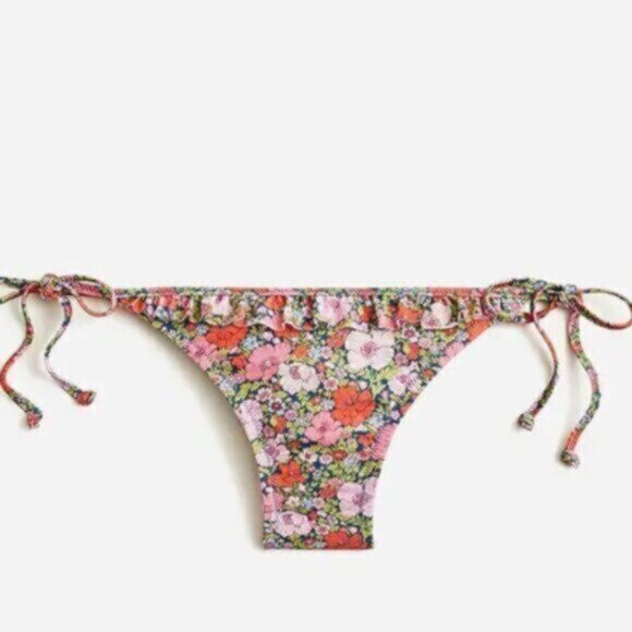 NWT J.Crew Pink Floral String Hipster Full Coverage Ruffle Bottom Size 3X - Picture 1 of 11